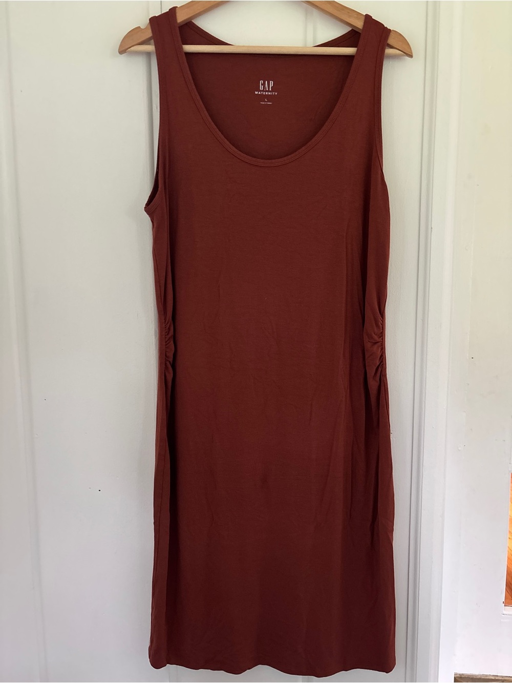 GAP Maternity Sleeveless Midi Dress in Rust
